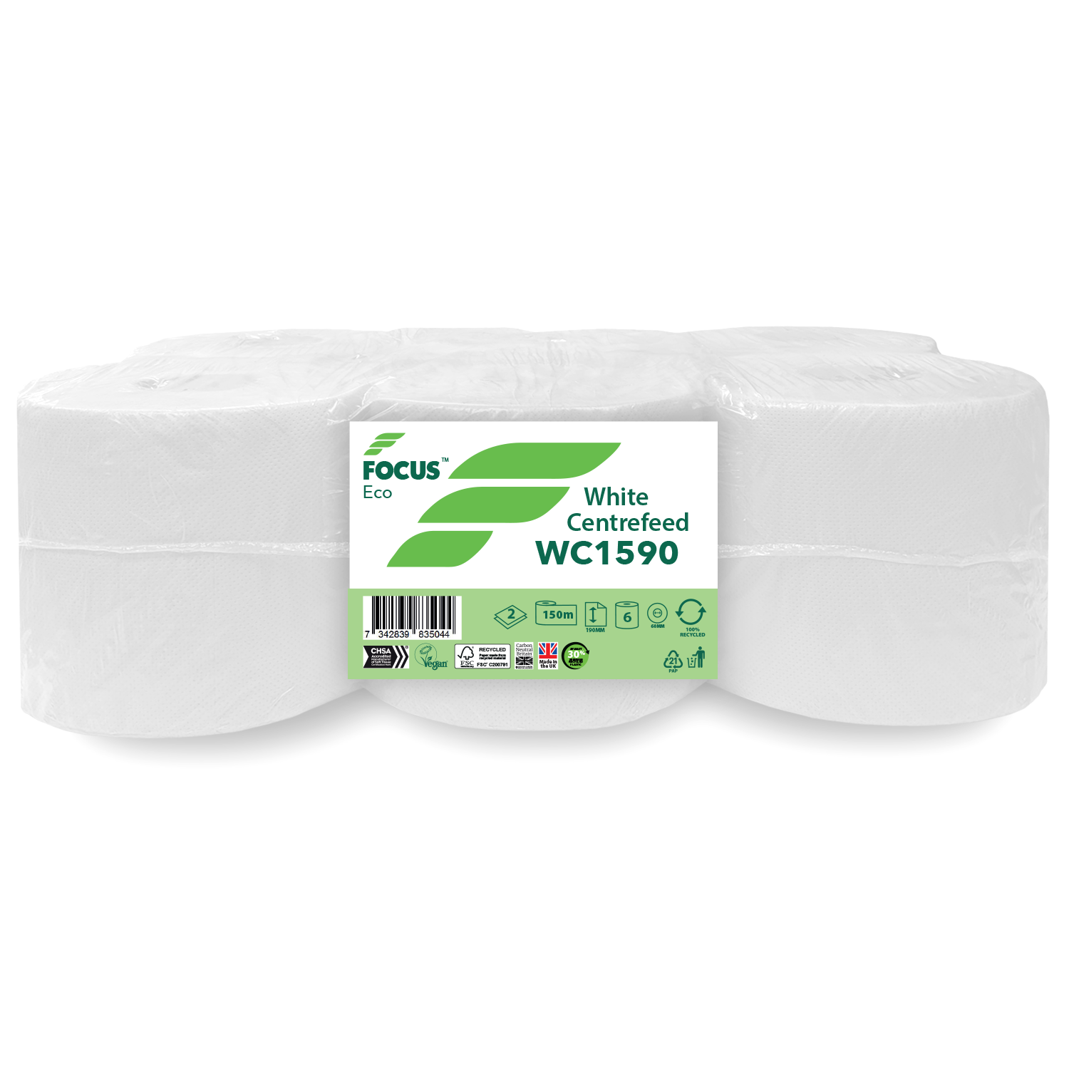 2 Ply Flat White Centrefeed Roll - 150 x 190mm | ITC